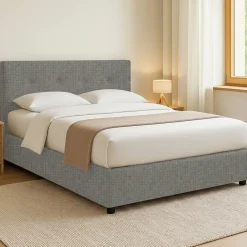 Letto Piazza e Mezza Grigio Cenere Sfoderabile Contenitore, Dimensione Materasso 120x200 cm - Pollutri