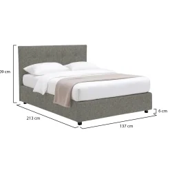 Letto Piazza e Mezza Grigio Cenere Sfoderabile Contenitore, Dimensione Materasso 120x200 cm - Pollutri