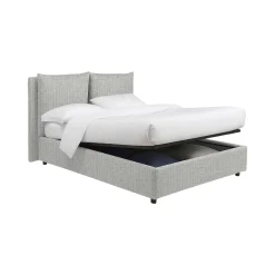 Letto Piazza e Mezza Grigio Chiaro Sfoderabile Contenitore, Dimensione Materasso 120x190 cm - Erchie