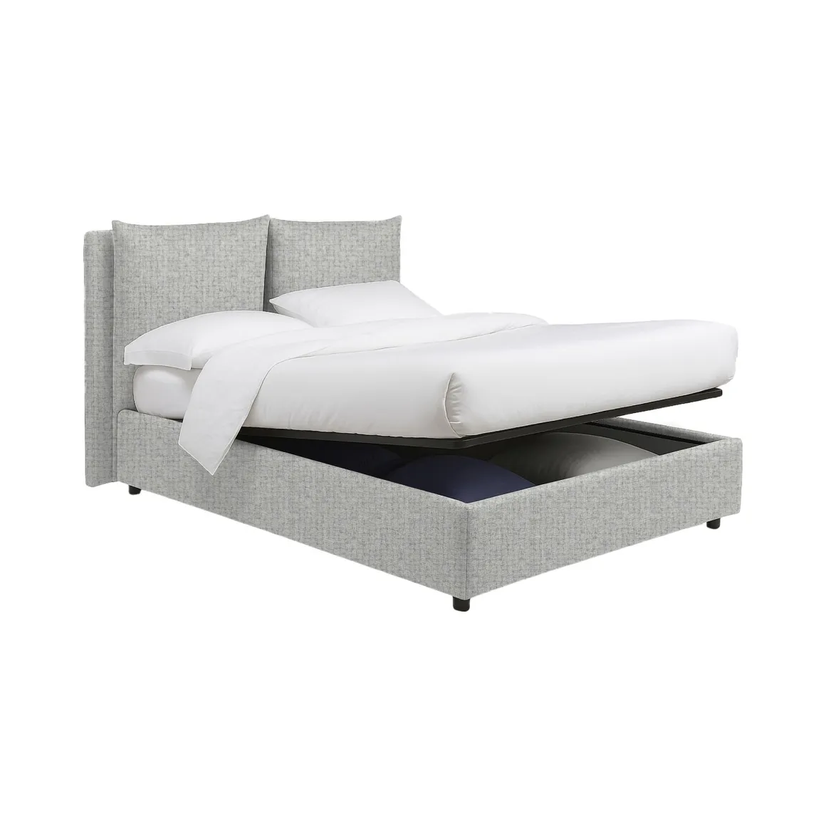 Letto Piazza e Mezza Grigio Chiaro Sfoderabile Contenitore, Dimensione Materasso 120x190 cm - Erchie
