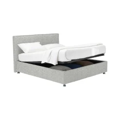 Letti Piazza E Mezza|Letti Piazza E Mezza > Dmora Letto Piazza e Mezza Sfoderabile Contenitore, Dimensione Materasso 120x200 cm - Concesio Grigio Chiaro