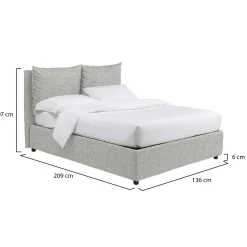 Letto Piazza e Mezza Grigio Chiaro Sfoderabile Contenitore, Dimensione Materasso 120x200 cm - Diamante