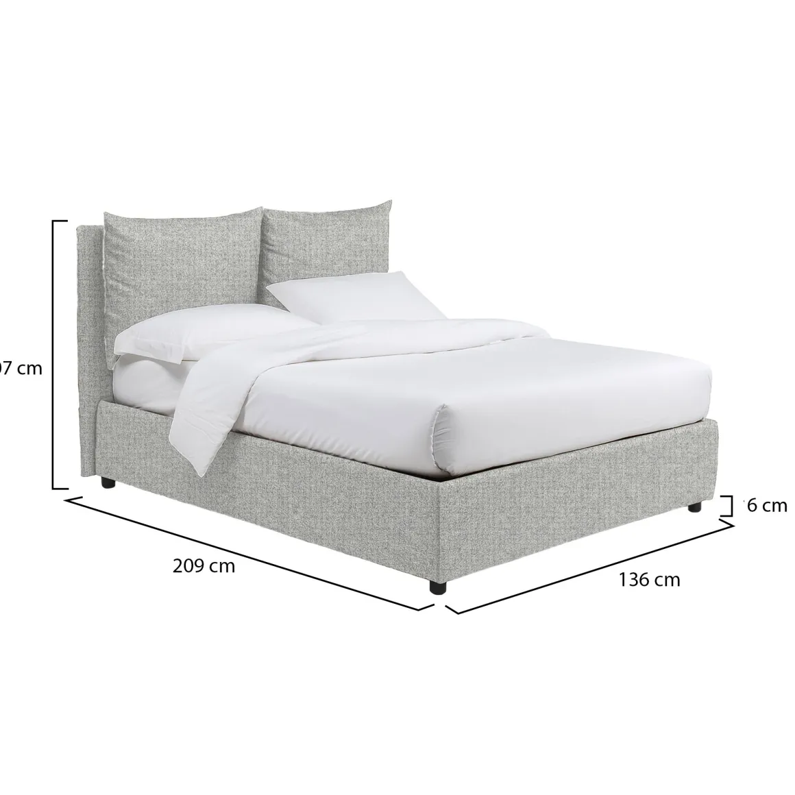 Letto Piazza e Mezza Grigio Chiaro Sfoderabile Contenitore, Dimensione Materasso 120x200 cm - Diamante