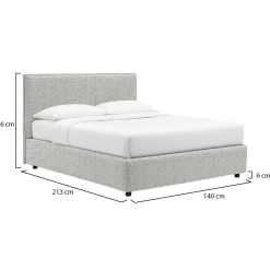 Letto Piazza e Mezza Grigio Chiaro Sfoderabile Contenitore, Dimensione Materasso 120x200 cm - Noceto