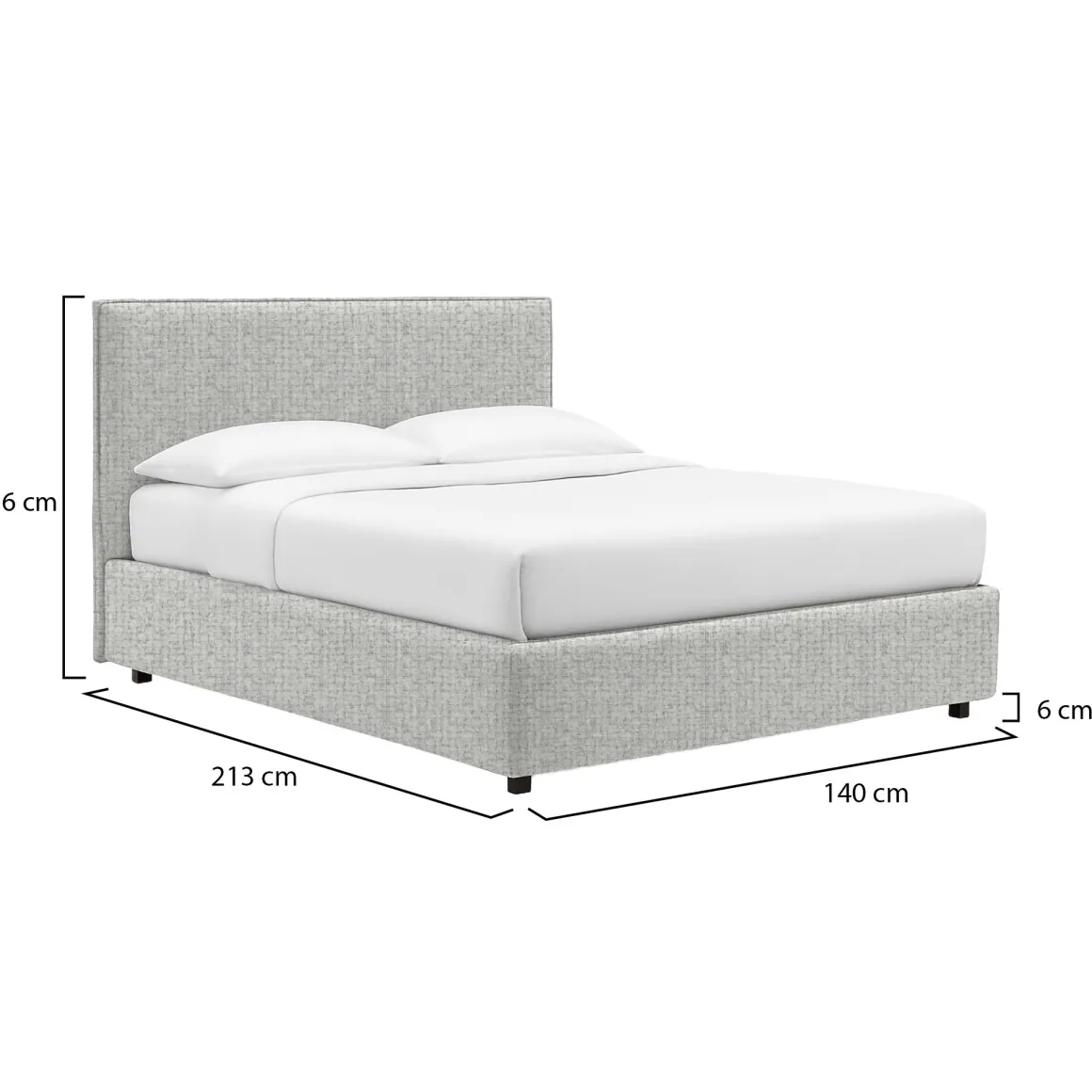 Letto Piazza e Mezza Grigio Chiaro Sfoderabile Contenitore, Dimensione Materasso 120x200 cm - Noceto