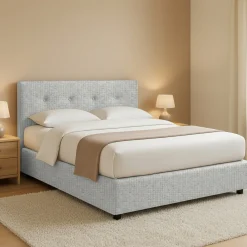 Letto Piazza e Mezza Grigio Chiaro Sfoderabile Contenitore, Dimensione Materasso 120x200 cm - Pollutri