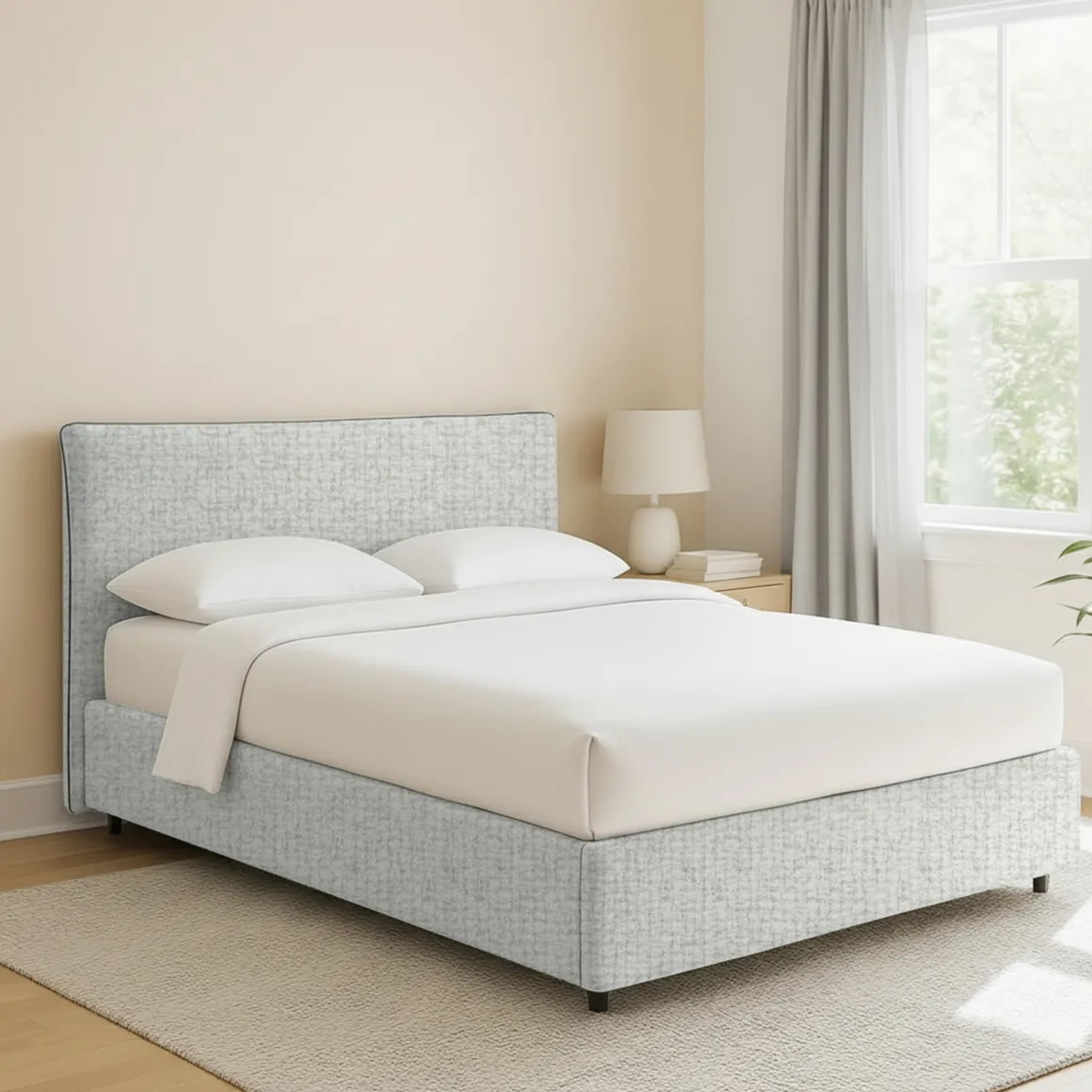 Letto Piazza e Mezza Grigio Chiaro Sfoderabile Contenitore, Dimensione Materasso 120x200 cm - Silandro