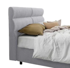 Letto Piazza e Mezza Grigio Materasso Incluso Sfoderabile, Contenitore Made in Italy - Briosco
