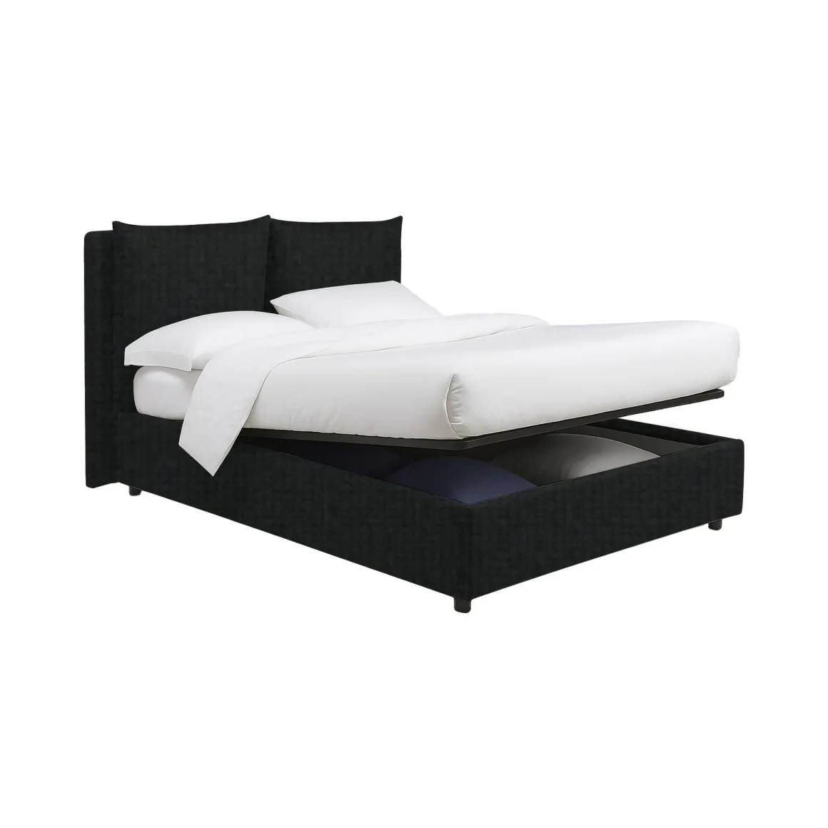 Letti Piazza E Mezza|Letti Piazza E Mezza > Dmora Letto Piazza e Mezza Sfoderabile Contenitore, Dimensione Materasso 120x190 cm - Forli Grigio Scuro