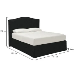 Letti Piazza E Mezza|Letti Piazza E Mezza > Dmora Letto Piazza e Mezza Sfoderabile Contenitore, Dimensione Materasso 120x190 cm - Medolago Grigio Scuro