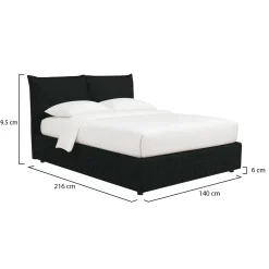 Letto Piazza e Mezza Grigio Scuro Sfoderabile Contenitore, Dimensione Materasso 120x190 cm - Rabbi