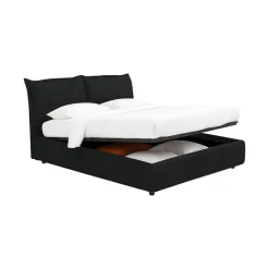 Letto Piazza e Mezza Grigio Scuro Sfoderabile Contenitore, Dimensione Materasso 120x190 cm - Rabbi