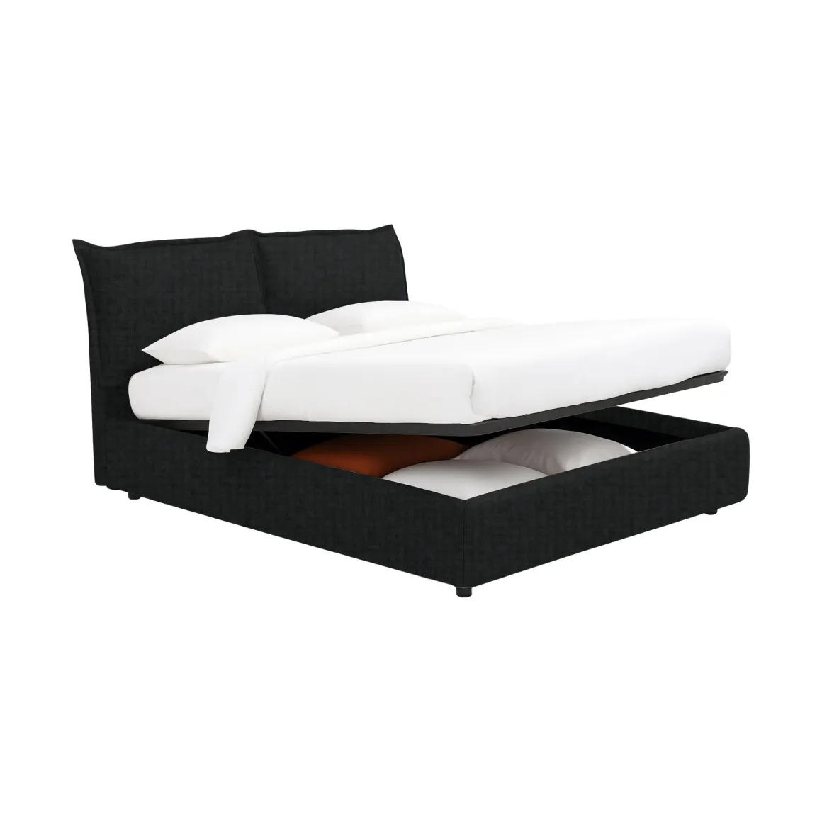 Letto Piazza e Mezza Grigio Scuro Sfoderabile Contenitore, Dimensione Materasso 120x190 cm - Rabbi