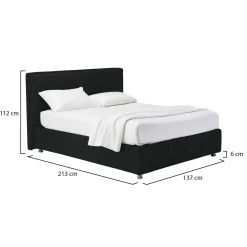Letto Piazza e Mezza Grigio Scuro Sfoderabile Contenitore, Dimensione Materasso 120x200 cm - Codevigo