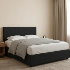 Letto Piazza e Mezza Grigio Scuro Sfoderabile Contenitore, Dimensione Materasso 120x200 cm - Noceto