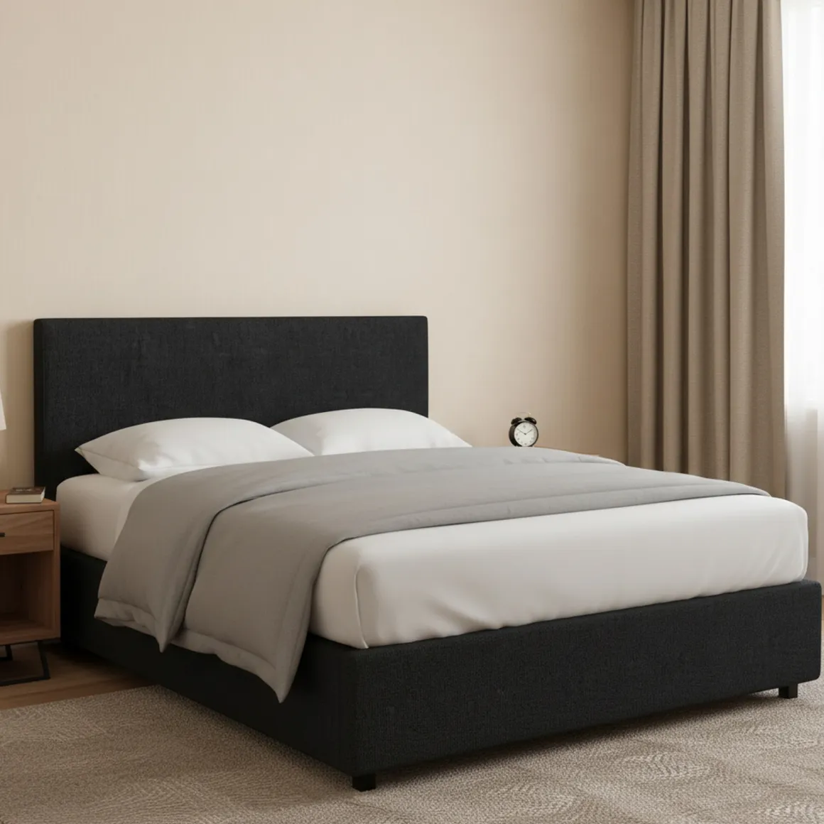 Letto Piazza e Mezza Grigio Scuro Sfoderabile Contenitore, Dimensione Materasso 120x200 cm - Noceto