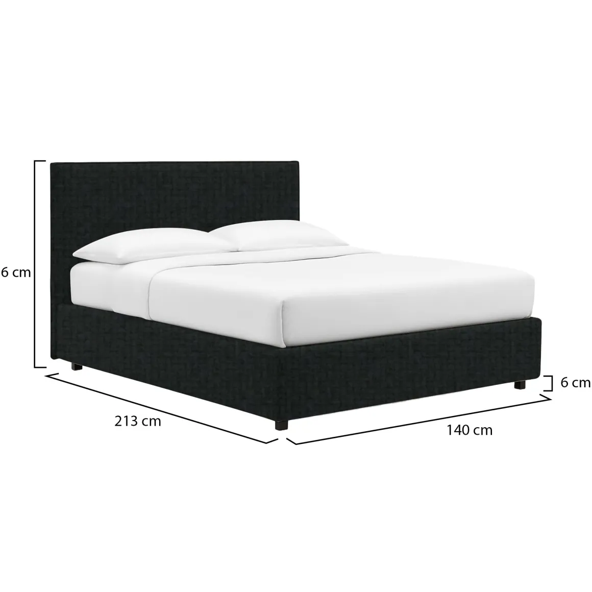 Letto Piazza e Mezza Grigio Scuro Sfoderabile Contenitore, Dimensione Materasso 120x200 cm - Noceto