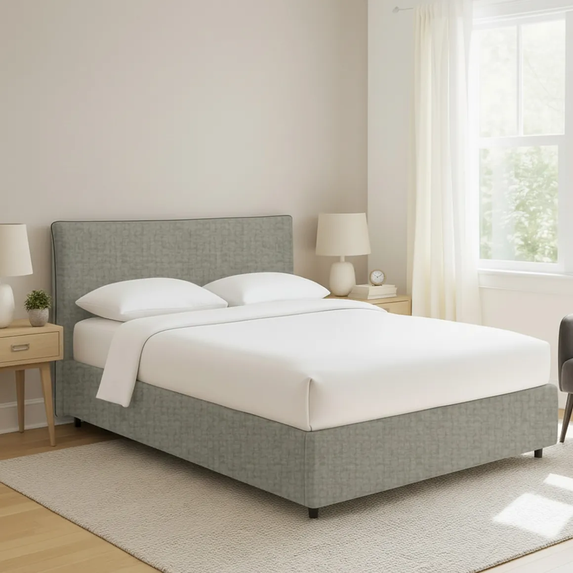 Letto Piazza e Mezza Grigio Sfoderabile Contenitore, Dimensione Materasso 120x190 cm - Cirie