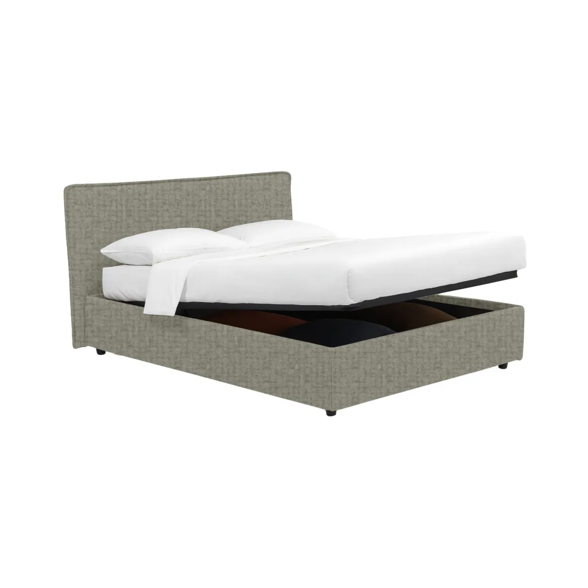Letto Piazza e Mezza Grigio Sfoderabile Contenitore, Dimensione Materasso 120x190 cm - Cirie