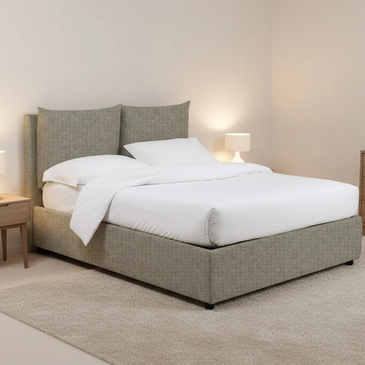 Letto Piazza e Mezza Grigio Sfoderabile Contenitore, Dimensione Materasso 120x190 cm - Erchie