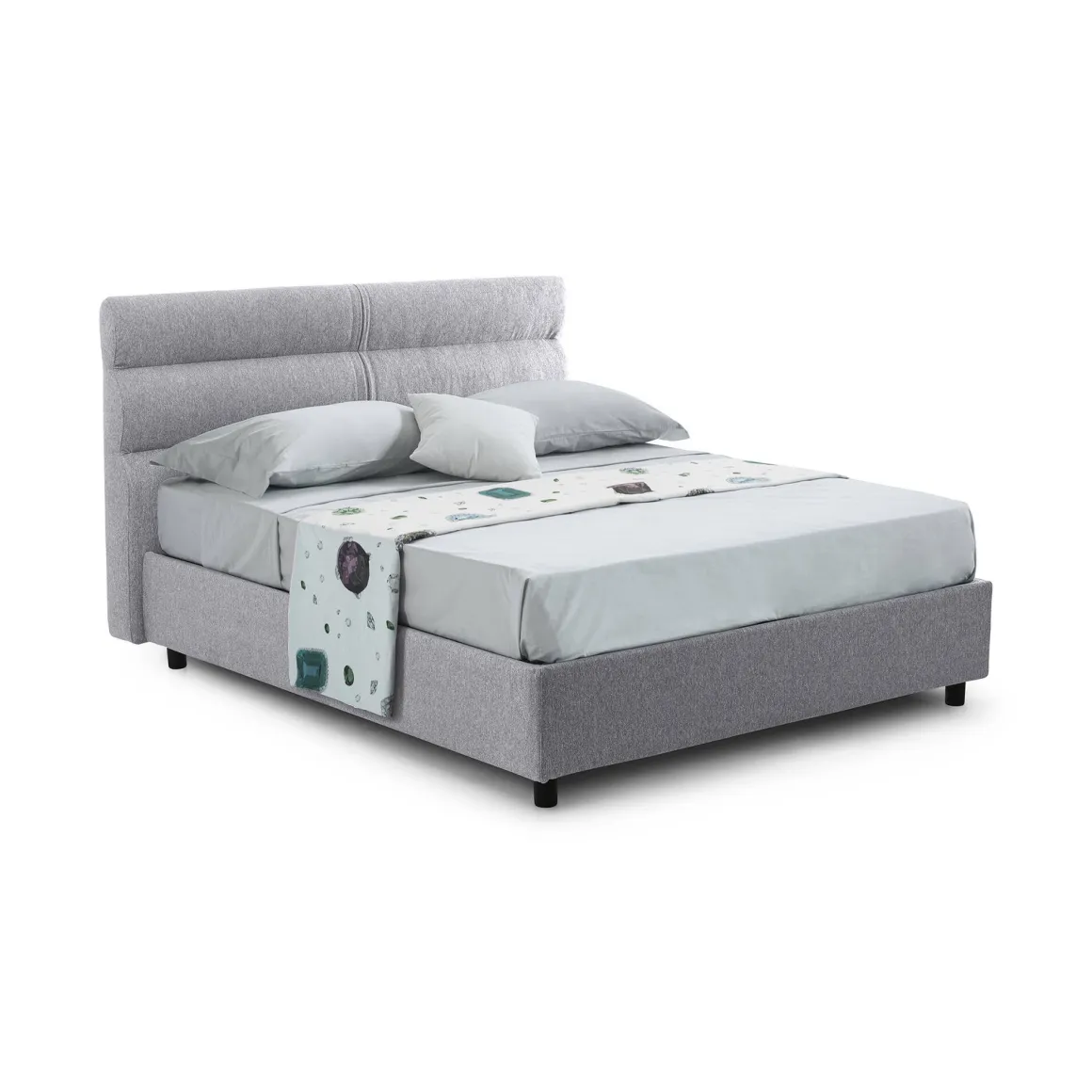 Letto Piazza e Mezza Grigio Sfoderabile Contenitore, Dimensione Materasso 120x190 cm Made in Italy - Brivio