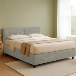 Letto Piazza e Mezza Grigio Sfoderabile Contenitore, Dimensione Materasso 120x200 cm - Concesio
