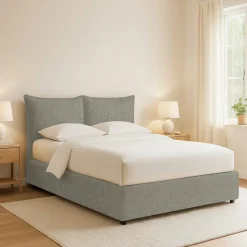 Letto Piazza e Mezza Grigio Sfoderabile Contenitore, Dimensione Materasso 120x200 cm - Marmora