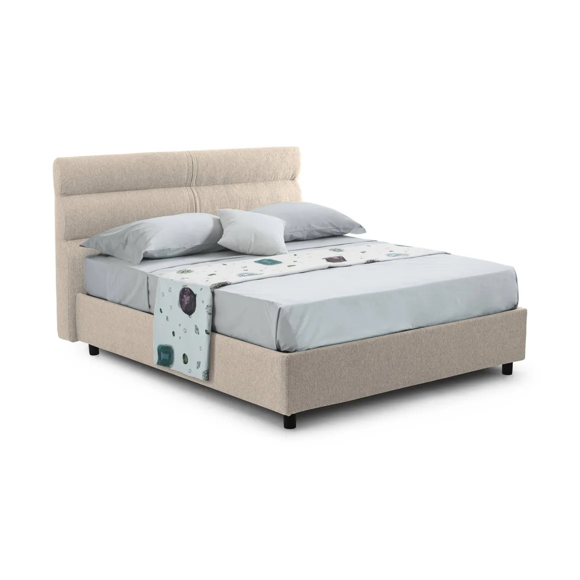 Letto Piazza e Mezza Grigio Tortora Materasso Incluso Sfoderabile, Contenitore Made in Italy - Briosco