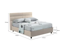 Letto Piazza e Mezza Grigio Tortora Materasso Incluso Sfoderabile, Contenitore Made in Italy - Briosco