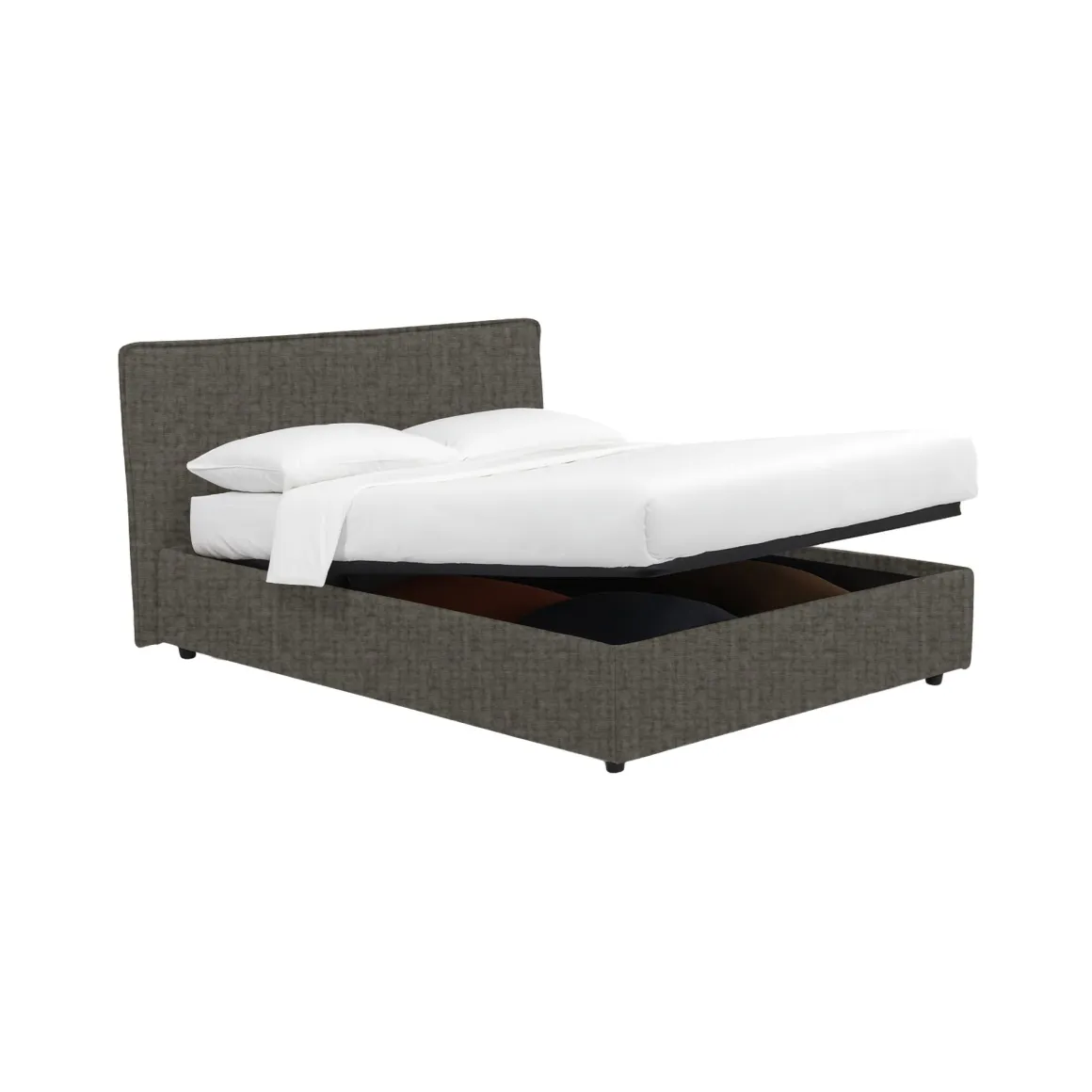 Letto Piazza e Mezza Grigio Tortora Sfoderabile Contenitore, Dimensione Materasso 120x190 cm - Cirie