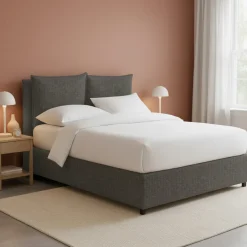 Letto Piazza e Mezza Grigio Tortora Sfoderabile Contenitore, Dimensione Materasso 120x190 cm - Erchie