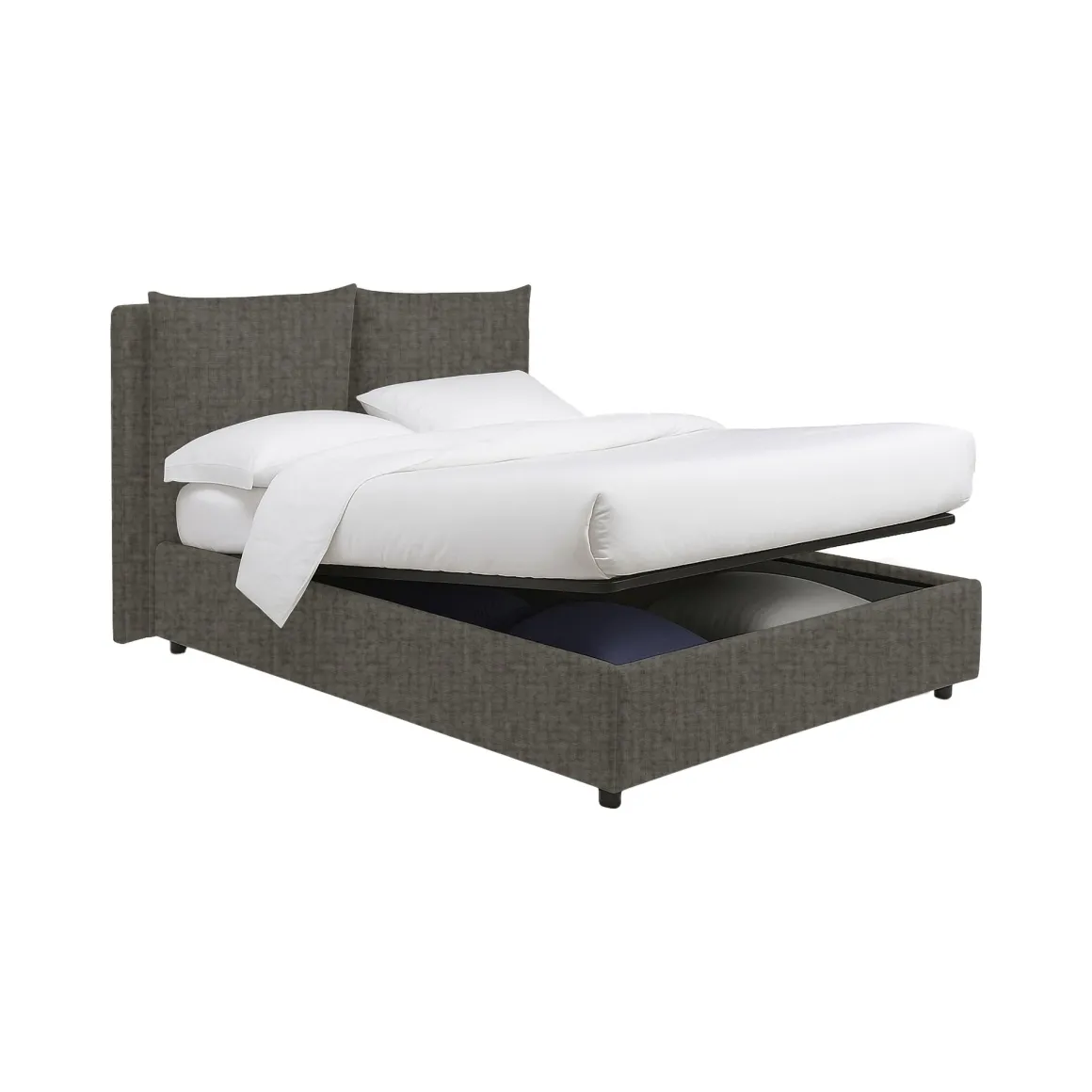 Letti Piazza E Mezza|Letti Piazza E Mezza > Dmora Letto Piazza e Mezza Grigio Tortora Sfoderabile Contenitore, Dimensione Materasso 120x190 cm - Forli Grigio Antracite