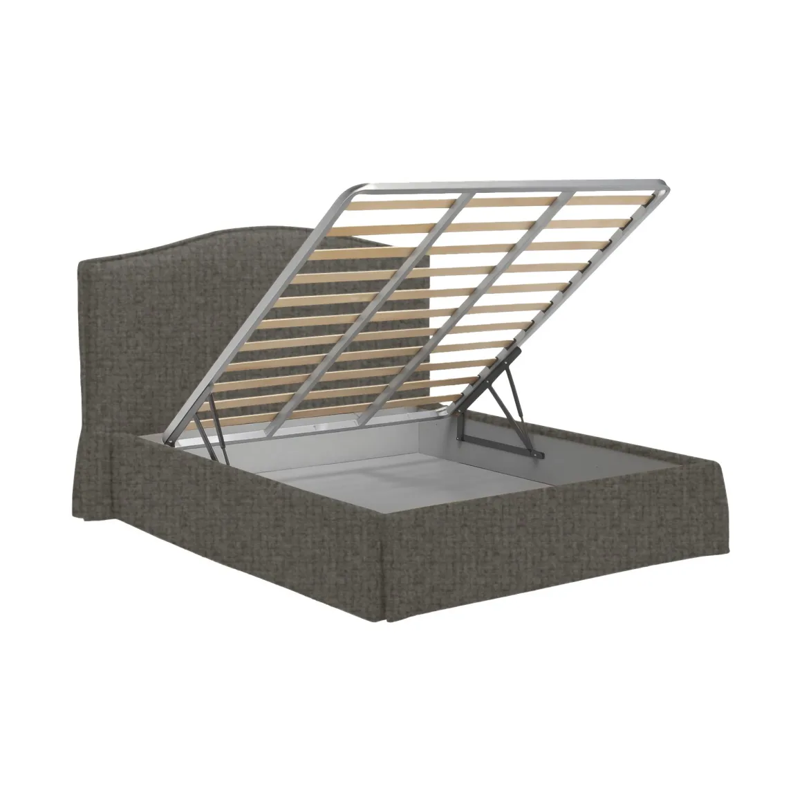 Letto Piazza e Mezza Grigio Tortora Sfoderabile Contenitore, Dimensione Materasso 120x190 cm - Lavagna