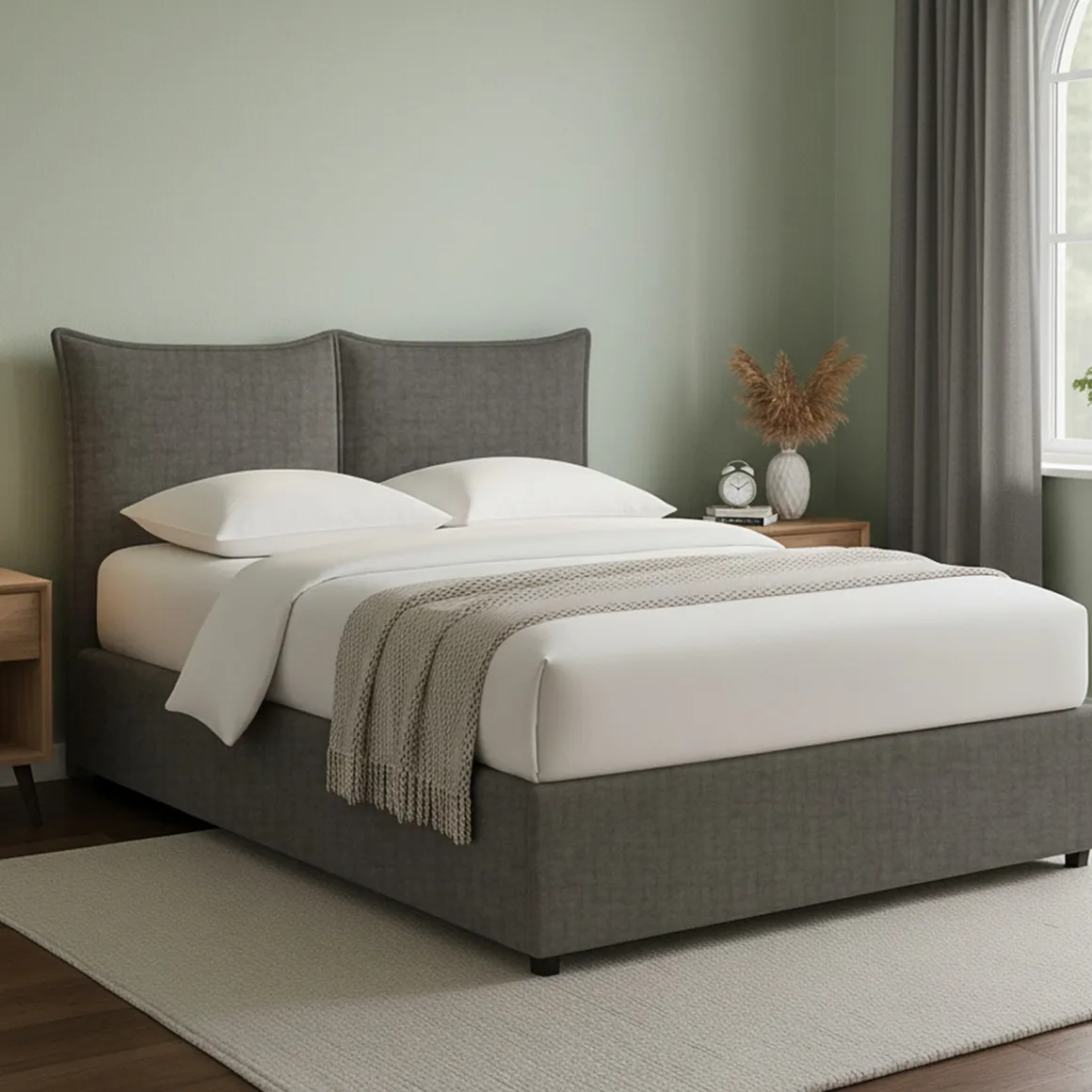 Letto Piazza e Mezza Grigio Tortora Sfoderabile Contenitore, Dimensione Materasso 120x190 cm - Rabbi