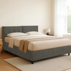 Letto Piazza e Mezza Grigio Tortora Sfoderabile Contenitore, Dimensione Materasso 120x200 cm - Concesio