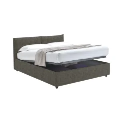 Letto Piazza e Mezza Grigio Tortora Sfoderabile Contenitore, Dimensione Materasso 120x200 cm - Concesio