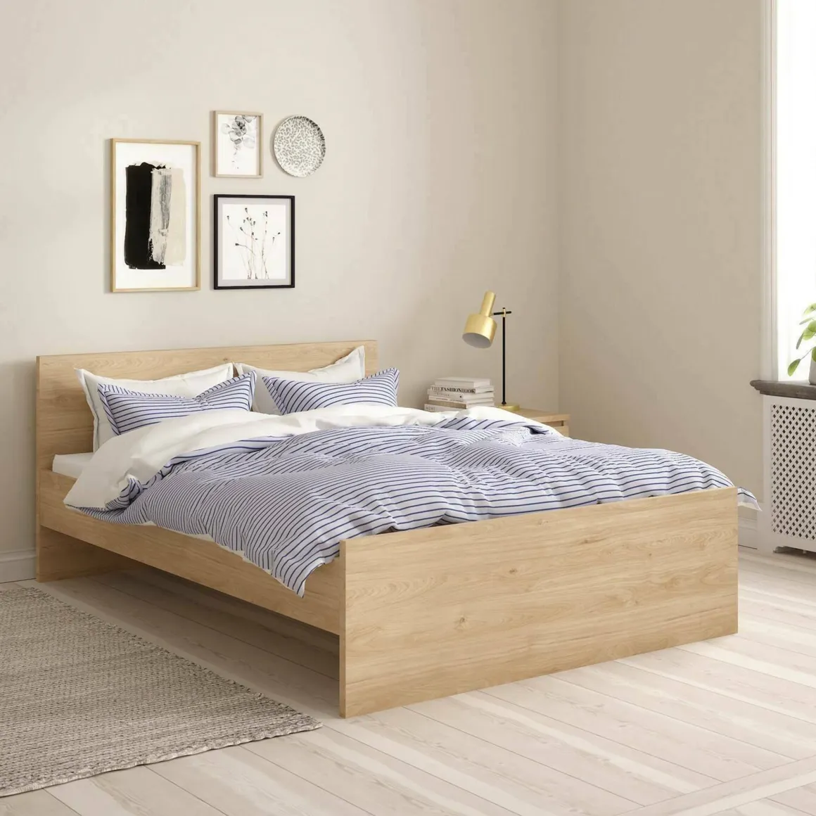 Letto piazza e mezza Gustava, 197x146 h80 cm, Rovere