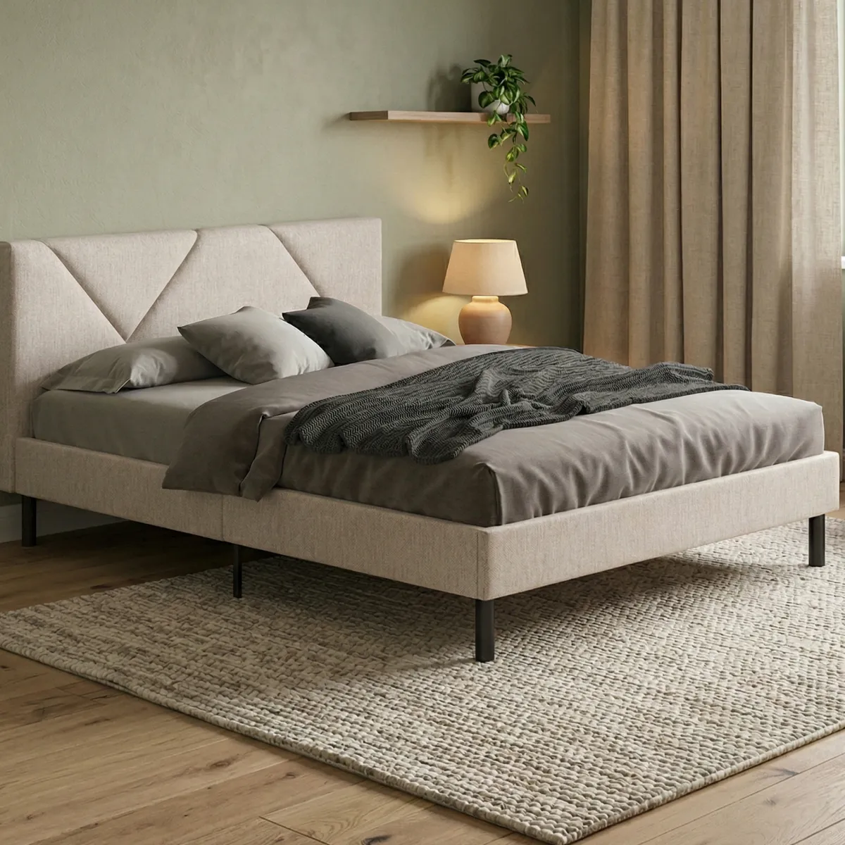 Letti Piazza E Mezza|Letti Piazza E Mezza > Dmora Letto piazza e mezza Hemera, 120x190 cm, Beige