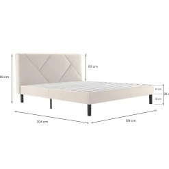 Letti Piazza E Mezza|Letti Piazza E Mezza > Dmora Letto piazza e mezza Hemera, 120x190 cm, Beige