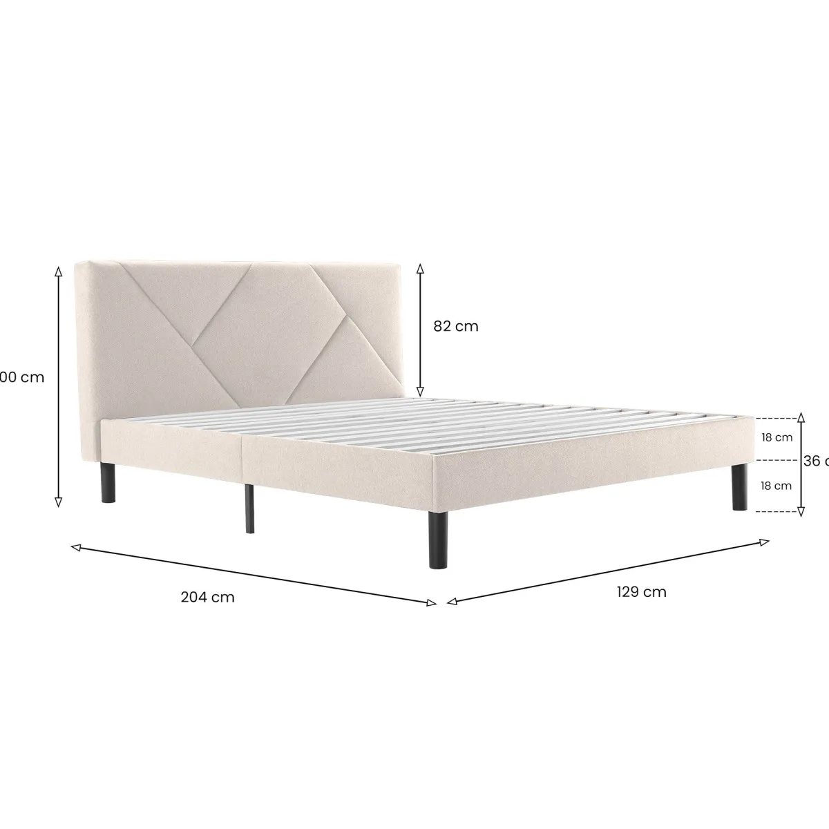 Letti Piazza E Mezza|Letti Piazza E Mezza > Dmora Letto piazza e mezza Hemera, 120x190 cm, Beige