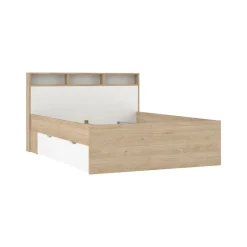 Letto piazza e mezza Jean, 206x150 h97 cm, Rovere e Bianco