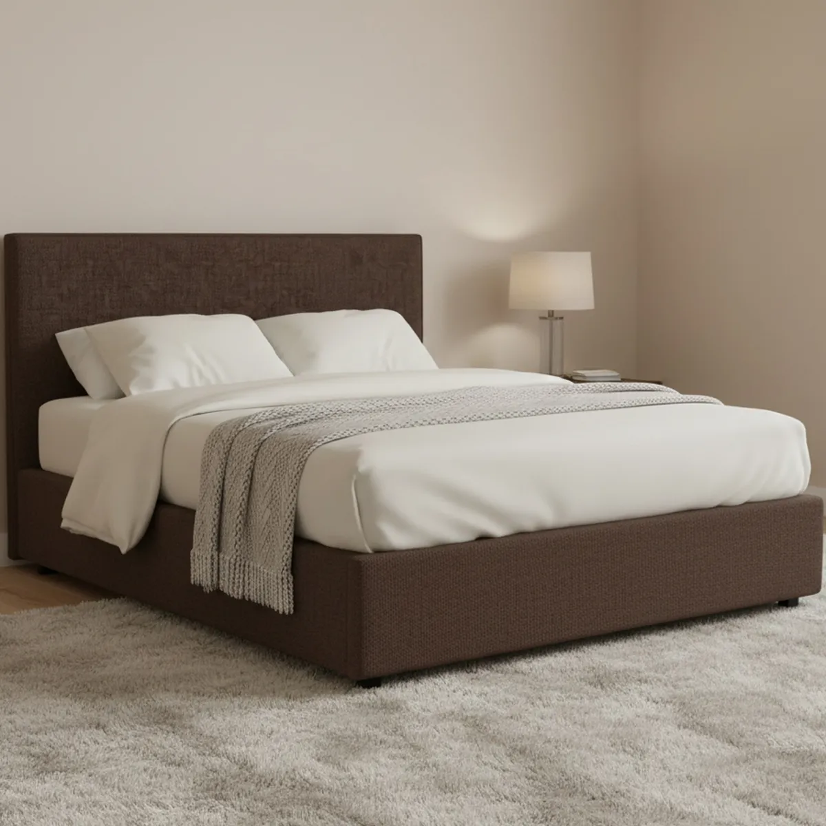 Letti Piazza E Mezza|Letti Piazza E Mezza > Dmora Letto Piazza e Mezza Sfoderabile Contenitore, Dimensione Materasso 120x190 cm - Ciconio Marrone