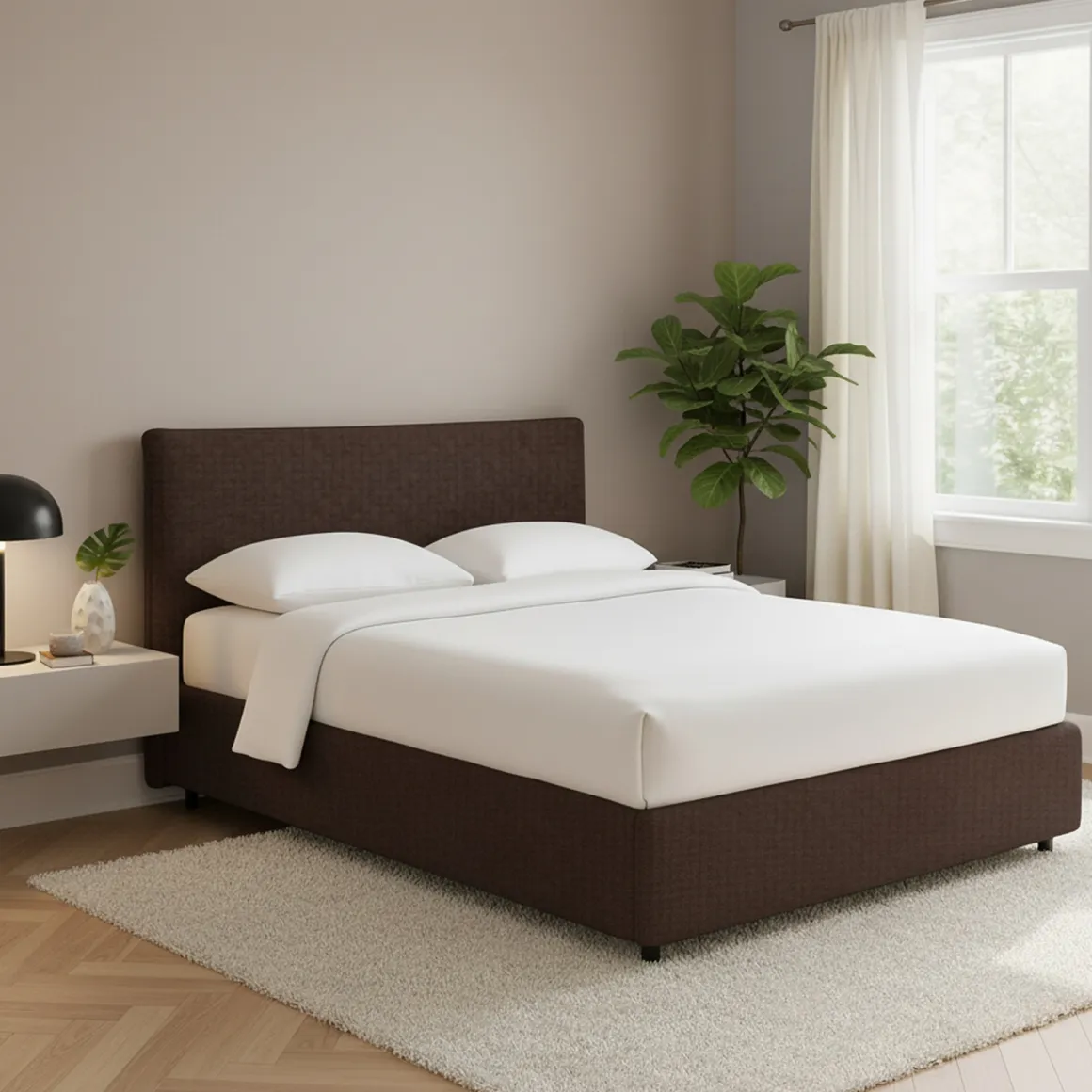 Letto Piazza e Mezza Marrone Sfoderabile Contenitore, Dimensione Materasso 120x190 cm - Cirie