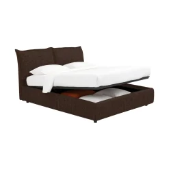 Letto Piazza e Mezza Marrone Sfoderabile Contenitore, Dimensione Materasso 120x190 cm - Rabbi