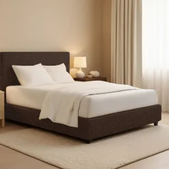 Letto Piazza e Mezza Marrone Sfoderabile Contenitore, Dimensione Materasso 120x200 cm - Codevigo