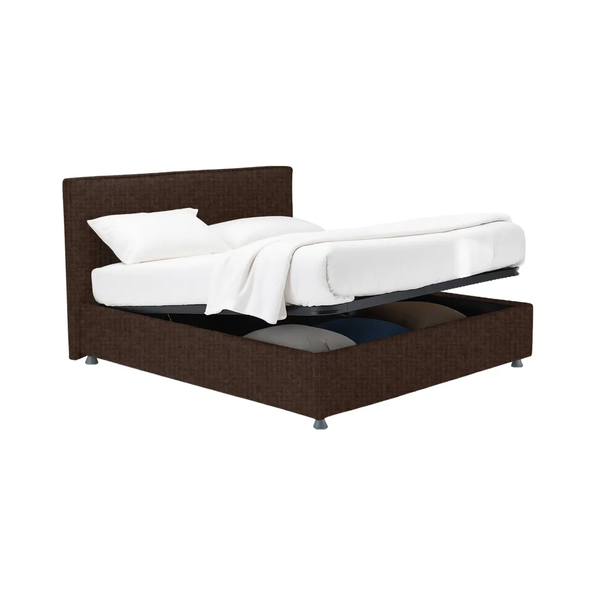 Letto Piazza e Mezza Marrone Sfoderabile Contenitore, Dimensione Materasso 120x200 cm - Codevigo