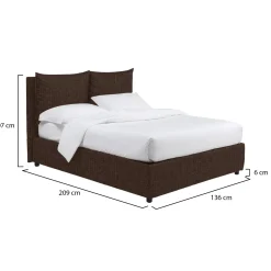 Letto Piazza e Mezza Marrone Sfoderabile Contenitore, Dimensione Materasso 120x200 cm - Diamante