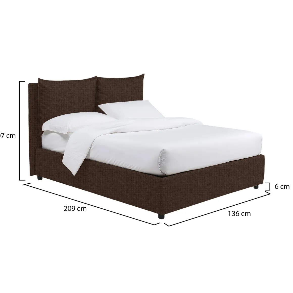 Letto Piazza e Mezza Marrone Sfoderabile Contenitore, Dimensione Materasso 120x200 cm - Diamante
