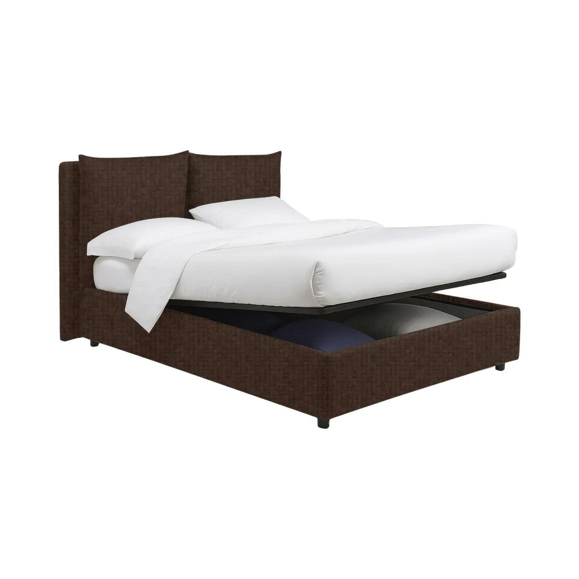 Letto Piazza e Mezza Marrone Sfoderabile Contenitore, Dimensione Materasso 120x200 cm - Diamante