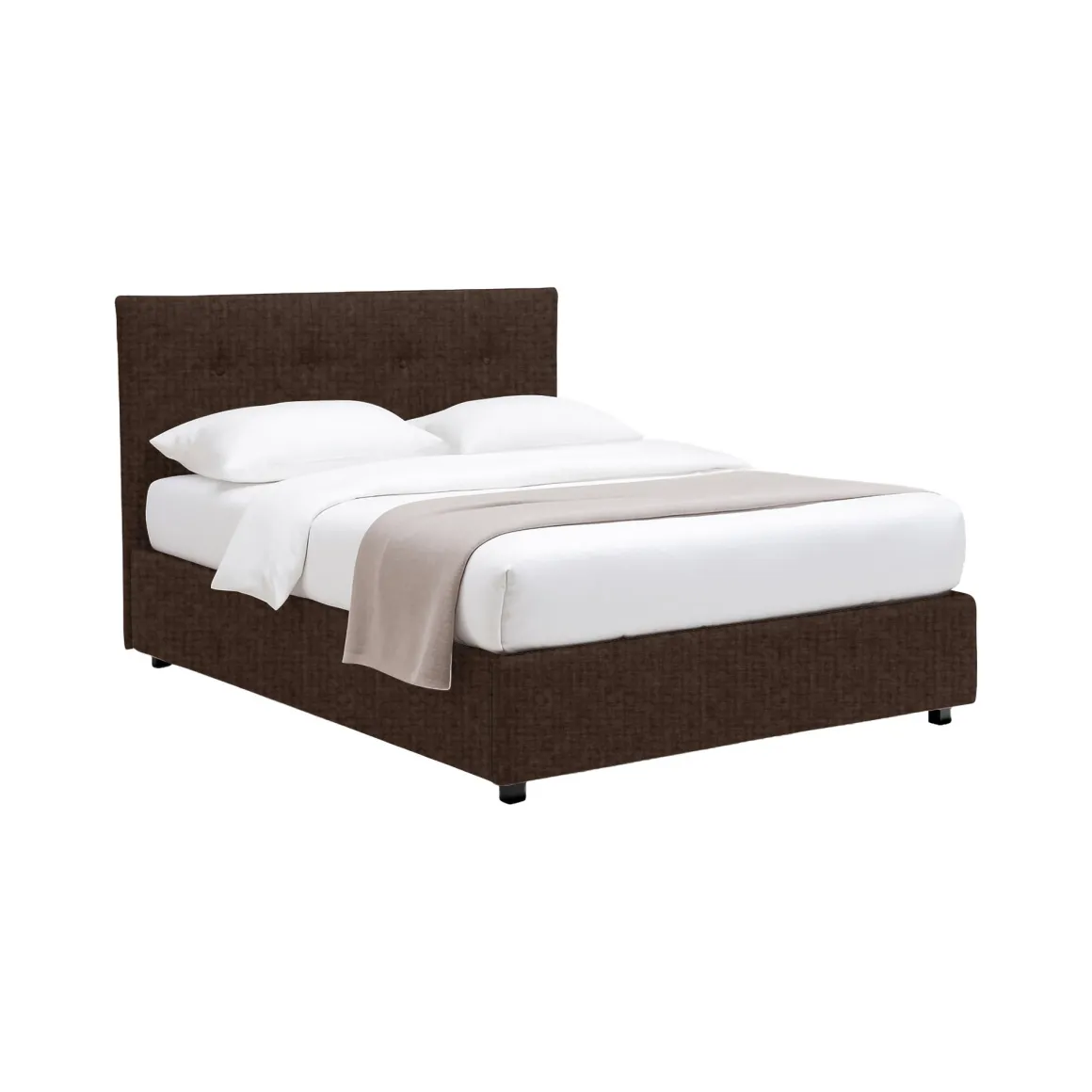 Letto Piazza e Mezza Marrone Sfoderabile Contenitore, Dimensione Materasso 120x200 cm - Pollutri
